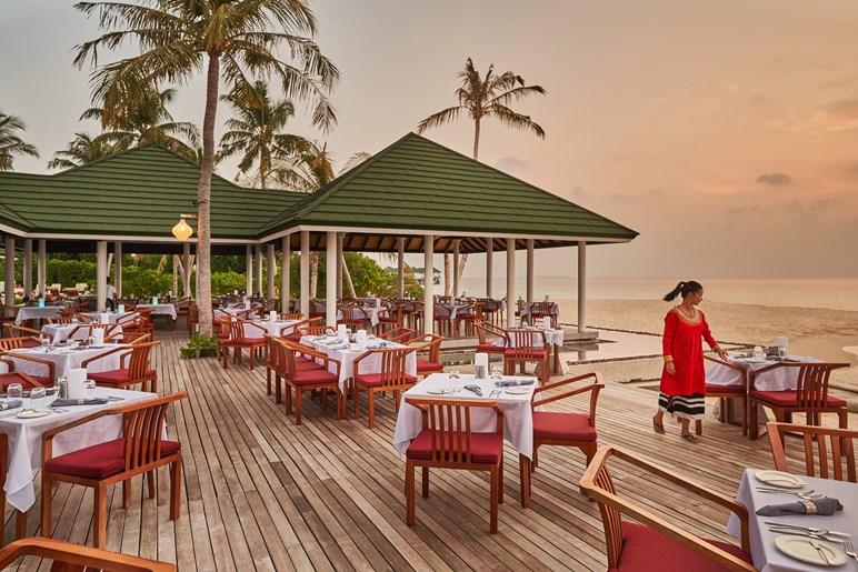 outdoor restaurant seating in Maldives